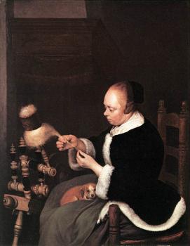 傑拉德 特 博爾奇 A Woman Spinning 傑拉德 特 博爾奇 A Woman Spinning